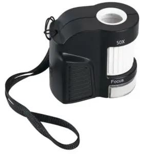 50배 소형 UV LED미니돋보기 휴대용손확대경 노인노안 독서 루페 위조감별 교육용교구 곤충식물 생물관찰