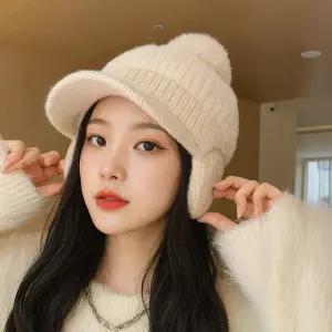 겨울 여성 귀마개 니트모자 따뜻한 방울 털모자 데일리룩 패션 방한용 겨울비니 4컬러
