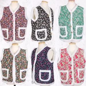 25FW 겨울 아동김장조끼 촌캉스룩 꽃무늬 융털 누빔 조끼