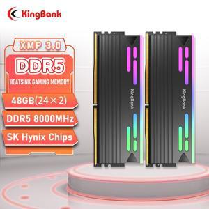 KingBank Memoria RAM RGB DDR5 48GB(2x24GB) 키트 8000 8000MHz 288핀 1.5V DIMM 데스크탑용 RAM