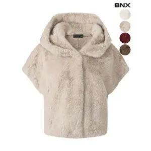 [하프클럽/]여성 퍼 후드 판쵸 베스트