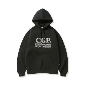 코드그라피 CGP 기모 스퀘어 로고 후디_블랙