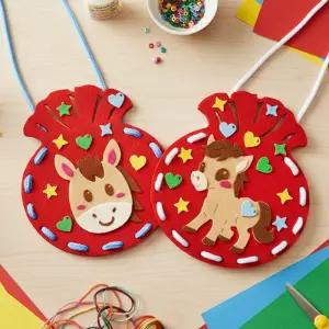 병오년 새해 기념 붉은말 말띠 말띠해 펠트 복주머니 만들기 키트 / DIY 미술활동 신년 복 명절 빨간말 2026