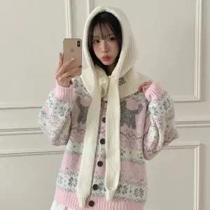 지드 도톰 스트랩 니트 버튼 바라클라바 (25HA024)