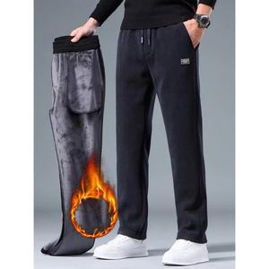 팬츠 트라우저 따뜻한 겨울 2025 코듀로이 와이드 두꺼운 플리스 캐주얼 스웨트팬츠 안감 스트레이트 드로스트링 루즈핏 남성 레그