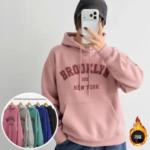브루클린 기모 후드 맨투맨 긴팔 BOX 여성 오버핏 티셔츠 (6컬러) 박시핏 빅사이즈