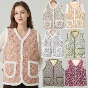 세련된 할머니조끼 러블리융털조끼 촌캉스 꽃무늬 김장조끼 방한 누빔 융털 레트로 겨울조끼