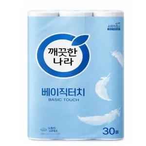 깨끗한나라 베이직터치 3겹 30롤 두루마리 화장지 휴지
