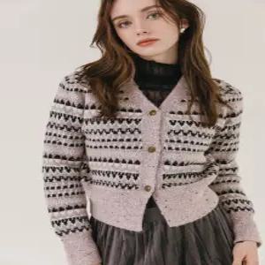 [막스까르띠지오][울] 에스닉 패턴 브이넥 가디건