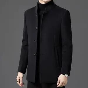 GLINE 남성 코트 하프 심플 모직 가을 겨울 차이나 울 캐주얼 보온 힛템