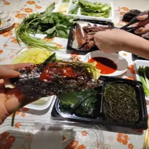 [미소과메기] 36년 포항 구룡포 과메기 해초 야채세트 살구 초장, 꽁치야채세트 10마리(20쪽) 2-3인용