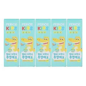 엘지 페리오키즈 치약 엄마 치약이 투명해요 고불소 맵지않은 민트향 80g 5개 양치