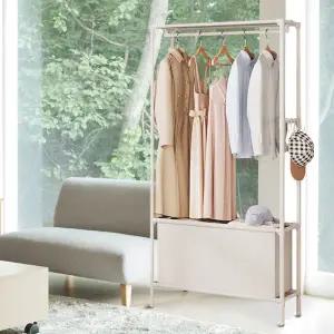 스탠드 옷걸이 싱글 선반형 다용도 드레스 룸 행거 이동식 수납장 화이트 철제 간이 침실 옷장