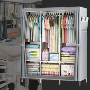 커튼형 옷장 이동식 드레스 시스템 조립식 옷장 행거 선반 베란다 수납장 정리함 가벼운 패브릭 기숙사