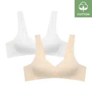 수아팜 [3컬러 구성] 주니어 2단계 코튼 스판 브라 2매 세트