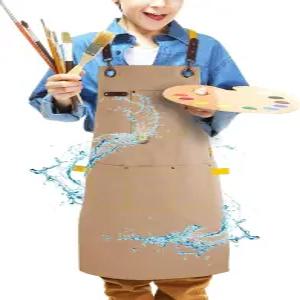 Stenffy 용 미술 앞치마 그림 그리기 원예 요리용 여러 주머니 포함 남아 및 여아용 방수 스모크 (6-12세)