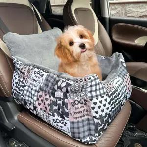 소형 중형견용 도그 카시트 자동차용 재미있는 퍼지 펫 부스터 26파운드 미만 강아지(부드러운 플러시 쿠션