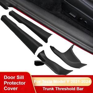 테슬라 호환 모델 Y -2024 트렁크 문턱 보호 커버 웰컴 페달 스티커 ABS 사이드 펜더 매트 액세서리
