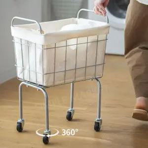 바퀴달린 빨래 바구니 대형 이동식 세탁 철제 철망 정리함