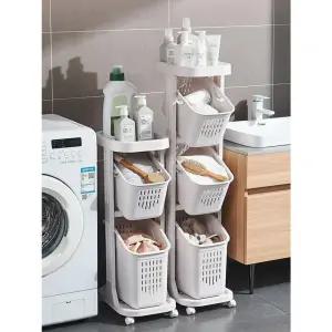 틈새 빨래 틈새세탁바구니 손바구니 3단 다용도 바구니 이동식