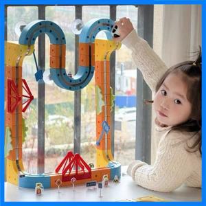 어린이 자석 블록 세트 매직 트랙 기차 레일 자동차 큐브 미로 장난감 DIY 조립 STEM 교육용 장난감 생일