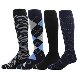 닥터 모션 4켤레 남성용 운동 여행자 졸업 압박 무릎 하이 양말