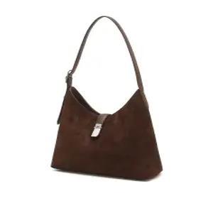 닥스 ACC 인기신상 다크브라운 스웨이드 체크 장식 포인트 숄더백 DCBA6E177W3