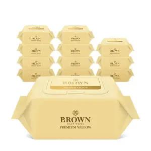 브라운 물티슈 프리미엄 옐로우 아기물티슈 20매 휴대 캡형 12팩