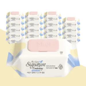미엘 시그니처 아기 물티슈 엠보싱 캡형 100매 20팩 도톰 저자극 약산성 (총2000매)