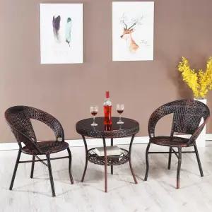 테라스 발코니 테이블 의자 세트 야외 실내 라탄 티테이블