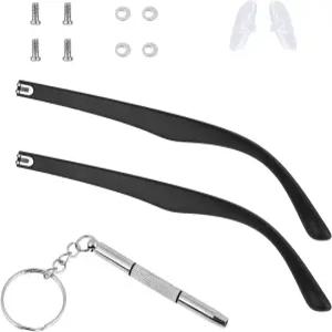 칼리오네 1쌍 안경 팔 교체 다리 액세서리(나사 와셔 드라이버 코 패드(블랙) 포함)