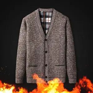 [프로셀러] 브이넥 기모 니트 가디건 두툼한 아우터