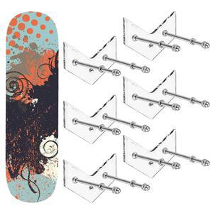 [미국배송] 설치 나사 아크릴 플로팅 스케이트 데크 스탠드 스케이트보드 벽걸이가 있는 CHICMOUNT 6팩 벽걸이를 보관하고 전시하여 긴 보드 스노우보드를 전시합니다