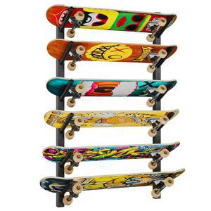 [미국배송] YMYNY 스케이트보드 벽걸이 6겹 랙 홀더 수납용 스노보드 롱보드 데크 정리함 홈 차고용 디스플레이 스탠드 UHD001B
