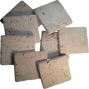 상아 낙하 트래버틴 코스터 타일 - DIY 공예 음료 주방 백스플래시 및 소박한 홈 데코를 위한 4x4인치