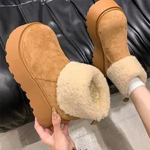 CMS7D7B여성 레이어드 퍼 키높이 안감 가죽 앵클부츠