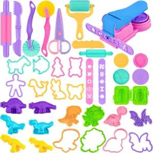 용 오운 나나 38피스 반죽 도구 u2013 파스텔 모델링 점토 액세서리 세트 피자 커터 롤링 핀 안전 가위
