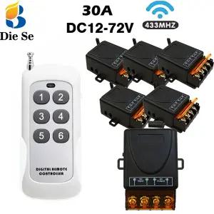 범용 리모컨 무선 스위치 원격 릴레이 켜기 끄기 스마트 가전 및 조명용 DC 12V 24V 72V 30A 500M 433Mhz