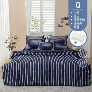 부드러운 사계절 차렵 이불 봄 가을 간절기 퀸사이즈 먼지없는 침구 퀸 Q 침대 패드 세트 + 베개솜