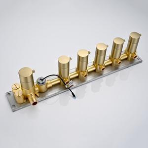 라포식 M보엔 5 기능 브러시드 골드 샤워 시스템 세트 매립형 욕실 수전 온수 냉수 믹서 천장 헤드 레인폴