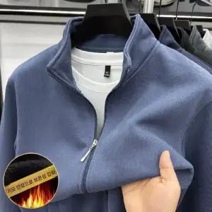 남성 데일리룩 맨투맨 추동 기모 면 후드 캐주얼 솔리드 집업 힛템