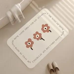 화장실발매트 주방발판 구조토 딥브라운 플라워 두꺼운발매트