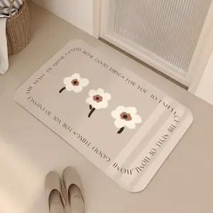 미니멀 푹신한 빨아쓰는 규조토발매트 플라워 화이트 욕실앞매트