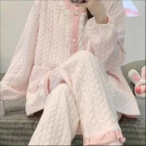 여성 겨울 포근한 누빔잠옷 파자마세트 홈웨어 수면잠옷