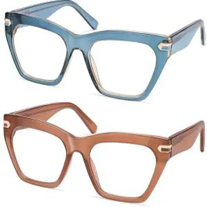 AMOMA 트렌디한 여성용 고양이 눈 독서 안경 스타일리시한 블루 라이트 차단 컴퓨터 리더 AM6171