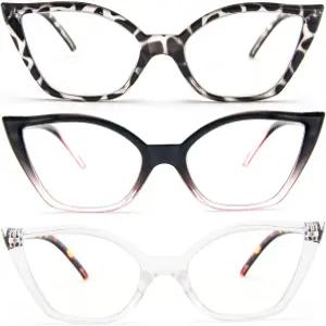 여성용 DXYXYO 캣 아이 리딩 안경 3팩 안티 블루 라이트 컴퓨터 리더 스타일리시한 레트로 스프링 힌지