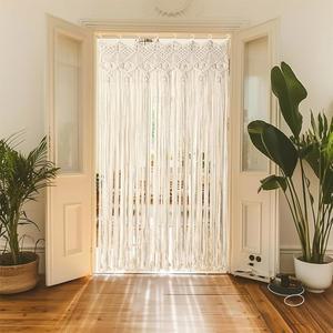 창문 출입구용 오수누스 보호 마크라메 커튼 거실 침실용 대형 긴 벽걸이 보헤미안 홈 웨딩 배경 장식, 패널 79인치 L x 35인치 W 1개