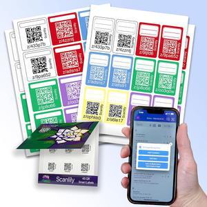 [미국배송] 보관함 이동 및 정리를 위해 AI를 활용한 스캔릴리 스마트 QR 라벨 시스템 - 버라이어티 팩 총 93개의 스티커(직사각 24개 사각 6가지 색상 작은 흰색 원 45개)