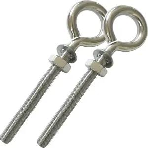 AIBOOF 해먹 후크 2팩 M10 스테인리스 스틸 아이볼트 4인치 헤비 듀티 아이렛 나사 세탁기 및 너트 포함