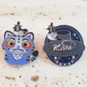 K-컬처 케데헌 호작도 호랑이 전통갓과까치 행운 민화 뱃지/박물관굿즈/한국전통기념품 공예품/한국관광 외국인친구들 국제학교 유학생 교환학생 바이어선물/Korean souvenirs